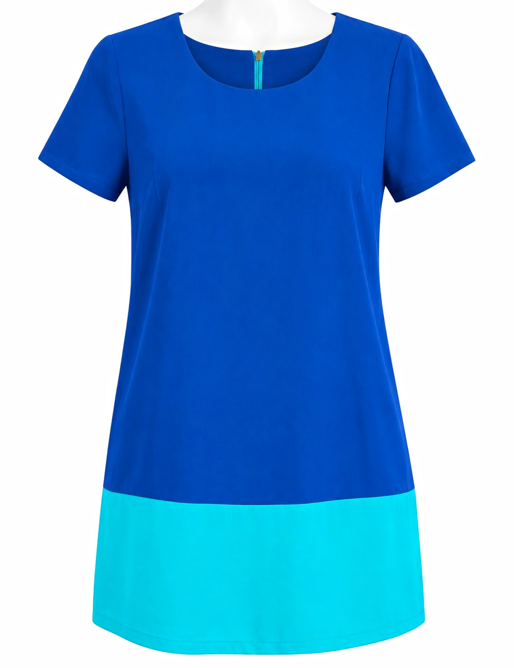 Cynthia Rowley Short Dress Womens Size 6 Blue Turquoise Colorblock Shift Zip